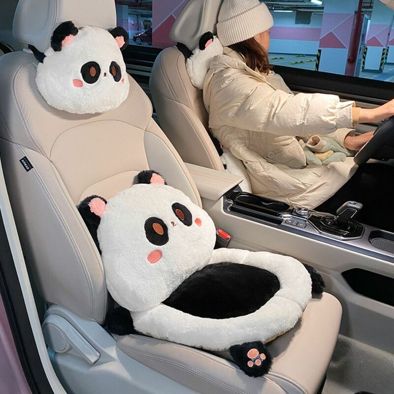 Cojín decorativo de felpa para asiento de coche, almohada creativa de dibujos animados de conejo, Panda, reposacabezas para Cabeza y Cuello
