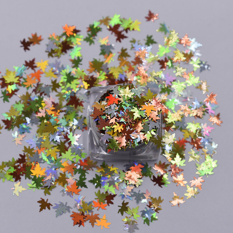 10 g/borsa foglie paillettes per Nail Art fiocchi Glitter olografici adesivi camaleonte per unghie accessori per decorazioni di Design autunnale