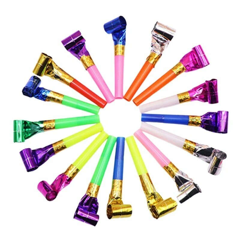 100pcs 8cm Multicolor Party Blowouts Whistles Kids Favor Noicemaker Toy Gift