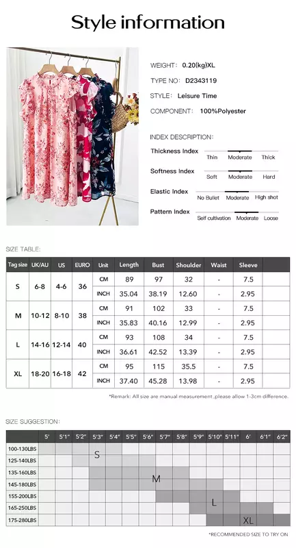 YEAE Sleeveless Printed Dress Botanical Floral Half High Neck Loose Pullover A-line Skirt Knee Dress Casual Vacation CommuterNew