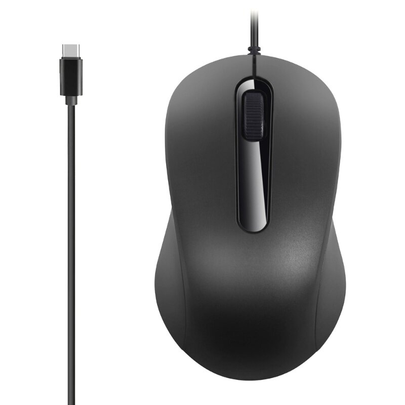 Mouse Gaming Tipe C Ergonomis Tombol USB C Mouse 3, untuk Kompatibilitas Windows