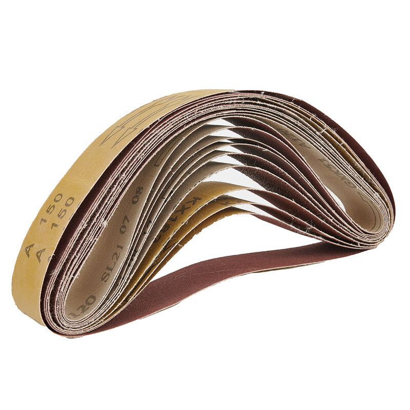 10pcs Reddish Brown 60/120/150/240 Grit 40mm X 680mm Sanding Belts Set For Grinding Machine Durable And Good Quality