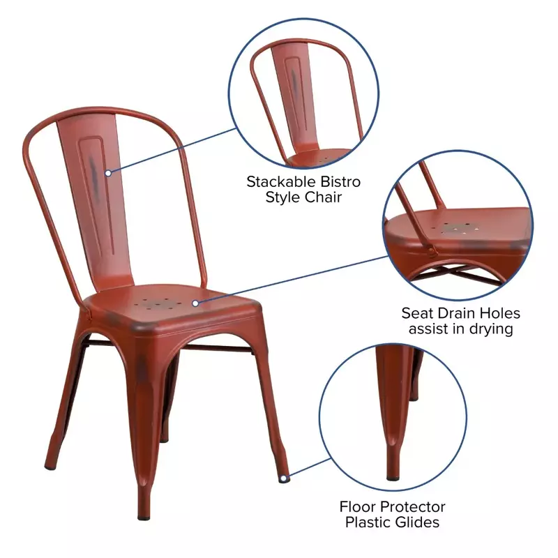 DistMurcia-Chaises de salle à manger empilables en métal, qualité commerciale, meubles d'intérieur et d'extérieur, maison