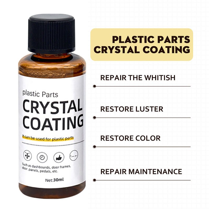 30/60ml Plastic Restorer for Car Easy To Use Plastic Part Refurbishment Crystal Coating Refurbish Agent with Sponge Long Lasting