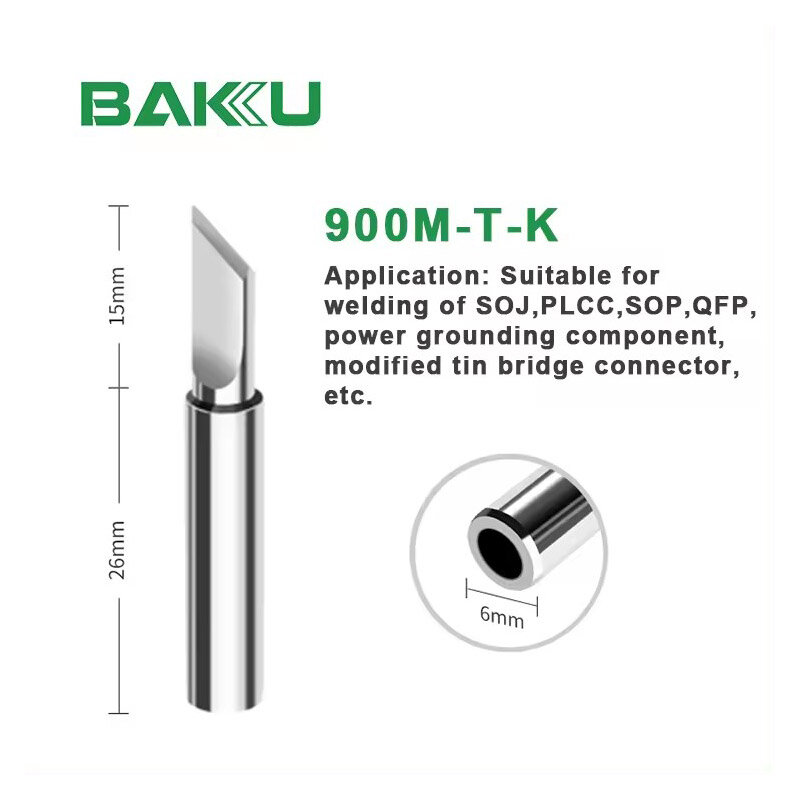 3tips / set BAKU Solder Iron Tips Static Elimination Lead Free Welding Head Soldering Tips For 900M 907 913 376 453 601D 878L