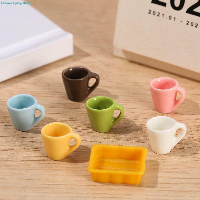 NEW 4Pcs/Set 1:12 Dollhouse Miniature Cup Coffee Cup Tea Cup Tray Kitchen Tableware Accessories Doll house Life Scene Decor