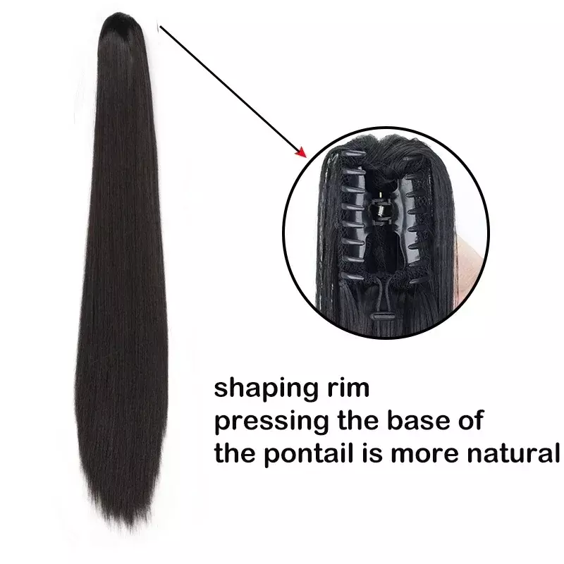 Synthetic 24'' Straight Claw Ponytail Extensions False Hair Clip on Pony Tail for Women Long Heat Resistant Hair Piece Ponytail