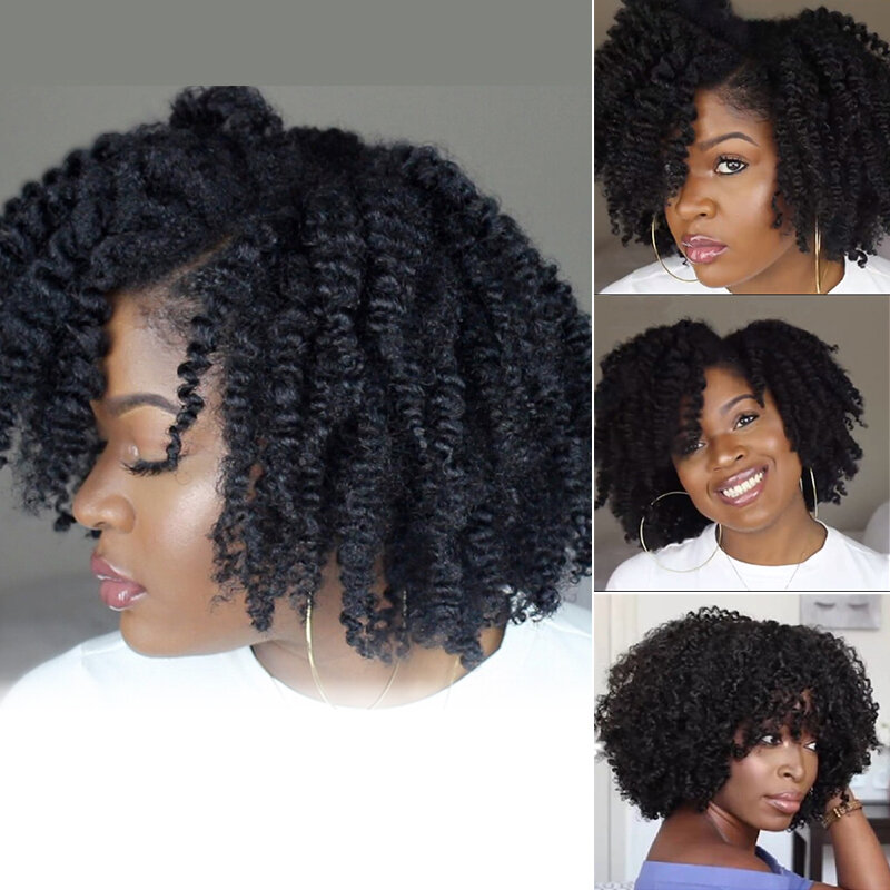Wig keriting halus Afro wanita, Wig penuh rambut hitam dengan gesper dapat diatur mudah dipakai ekstensi rambut jaring penutup kepala bebas klip