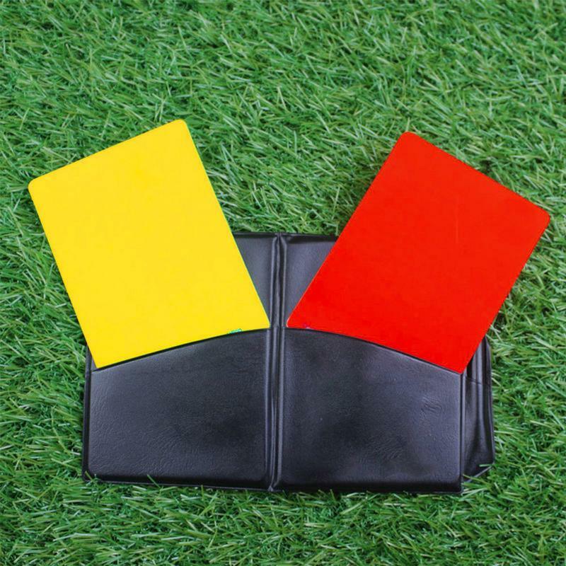 Set kartu wasit sepak bola, aksesoris wasit peringatan merah dan kartu kuning dengan lembar skor dompet Notebook