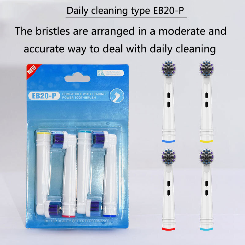 Escova de Dentes Elétrica para Oral B, Substituição Escova Cabeças, Escova de Dentes, Higiene, Limpo, 4Pcs