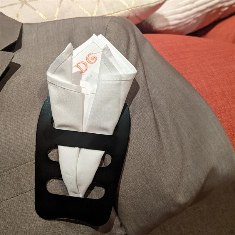 Lenço de bolso quadrado para homens, organizador do Keeper, lenços pré-dobrados homem, terno de cavalheiro, moda