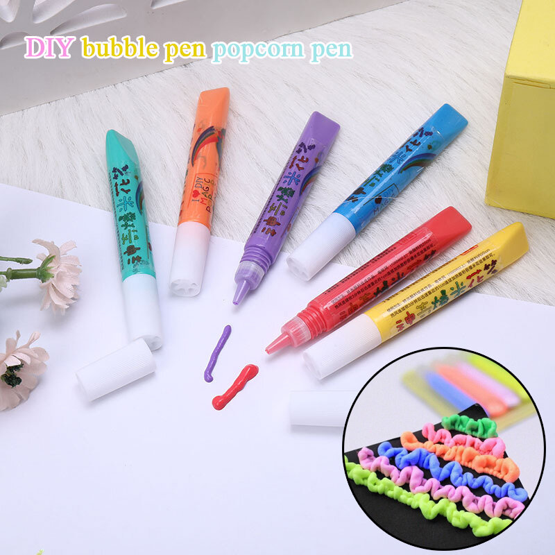 3D Magic Popcorn Pens Puffy 3d Art Safe Pen For Greeting Xmas Birthday Cards Bubble Pen Diy Handmade Pen Kids Christmas Gifts