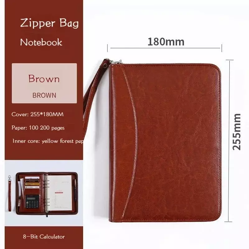 Holder Zippered With Leather Organizer Stationery Clip Contract Card Multifunctional File Folders Business Folder