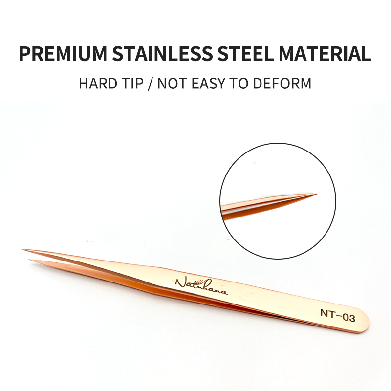 Professional Stainless Steel Anti-static Eyelash Tweezers 3D Volume Fan Lash Extension Tweezer Eyebrow Tweezers NATUHANA Makeup