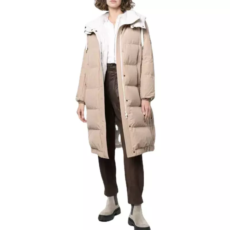 2023 New Winter Women White Duck Down Jackets Coats Fashion Casual Warm Ladies Hooded Coats