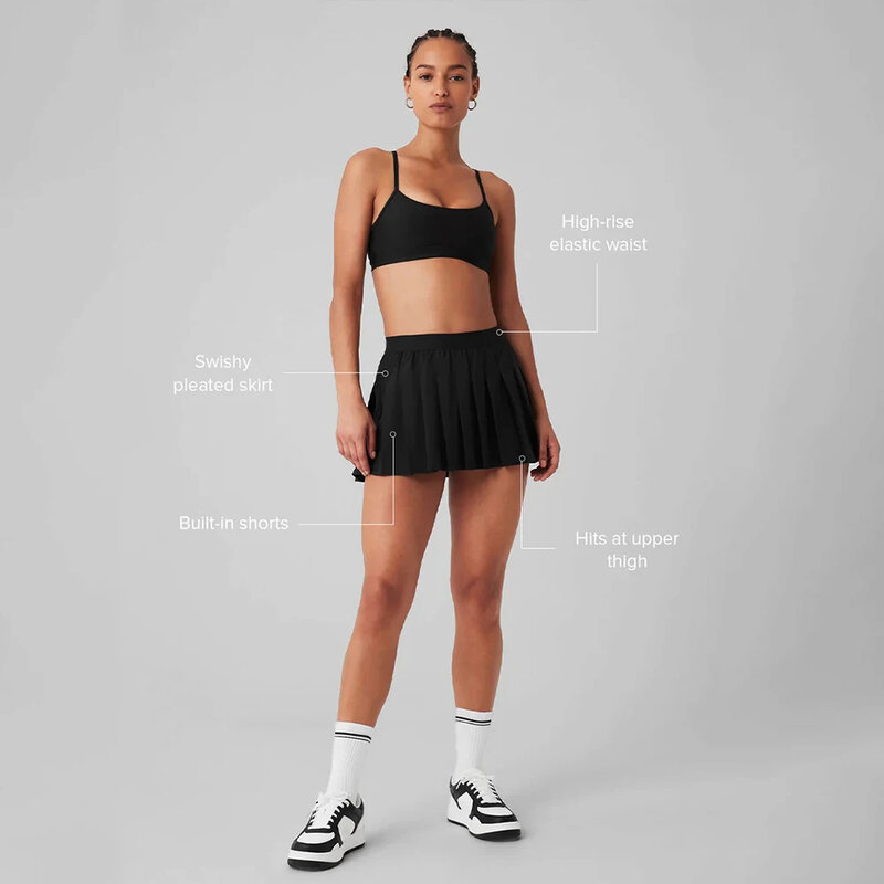 Jupe de sport taille haute pour femme, short de tennis, robe de yoga légère, poches cachées, jupe plissée