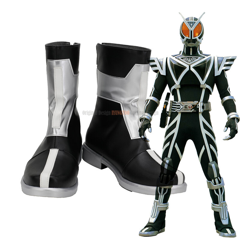 Botas de couro personalizadas da kamen rider, para cosplay, para meninos e meninas, sapatos para festa de halloween