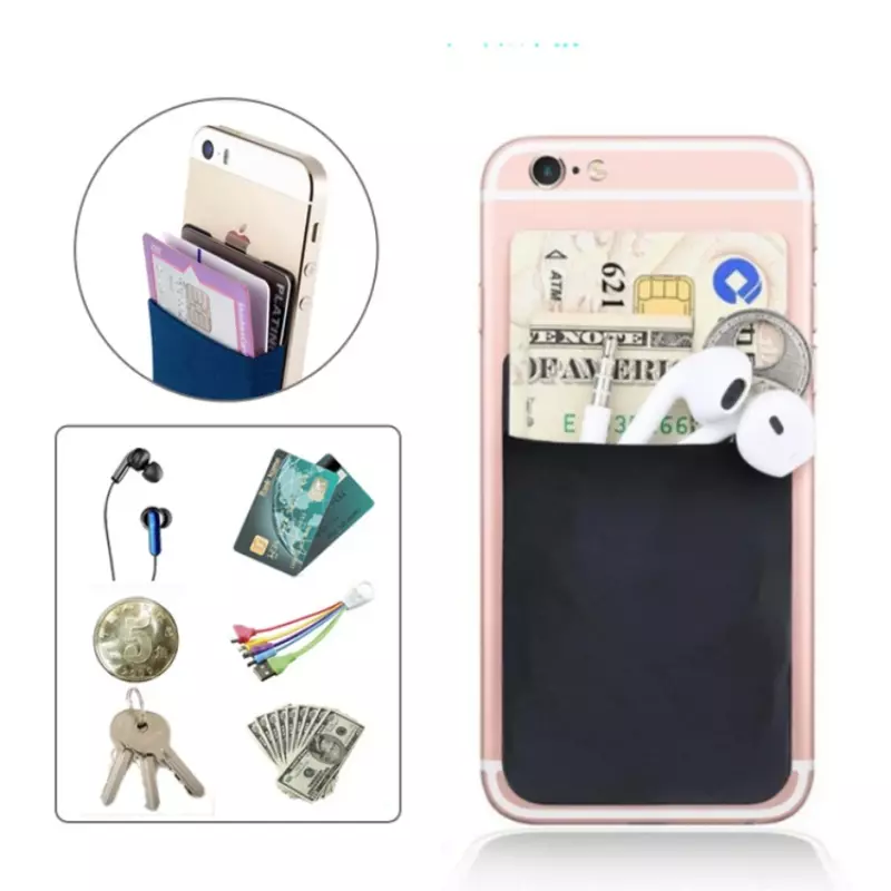 2019 Mode Elastische Lycra Lijm Mobiele Telefoon Id Credit Kaarthouder Vrouwen Sticker Pocket Wallet Case Kaarthouder # D