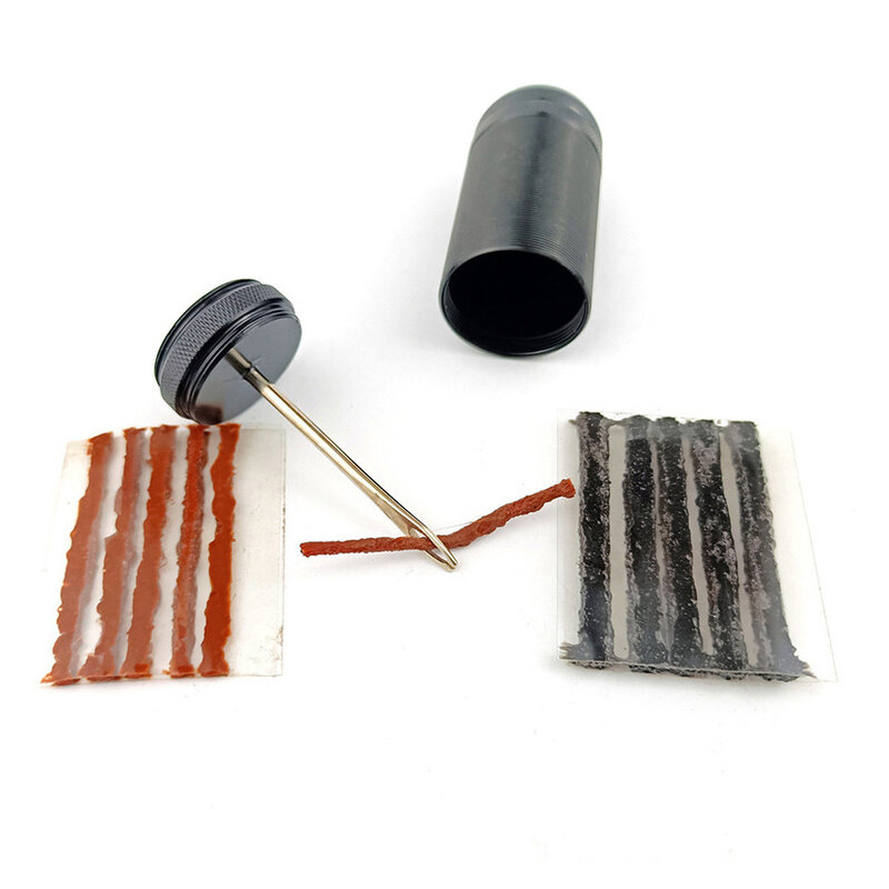 Kit de herramientas de reparación de neumáticos de bicicleta sin cámara, herramienta de inserción de enchufe para fijación de pinchazos o tira de goma plana