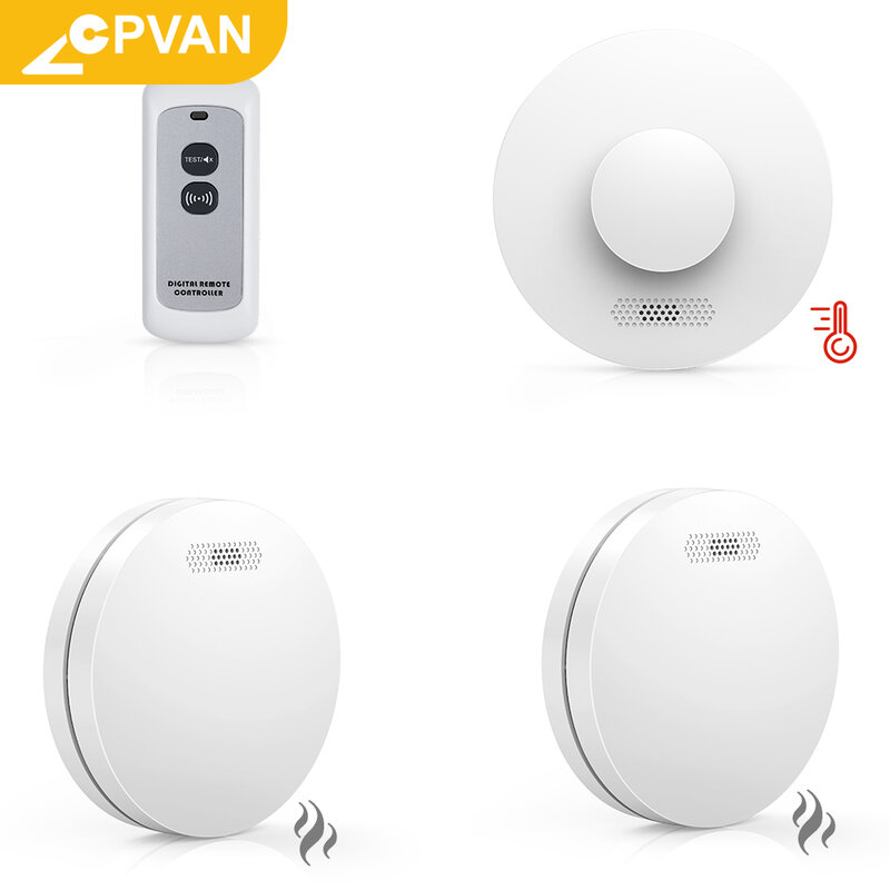 Cpvan interconnect fumaça e alarme de calor com controle remoto 433mhz sem fio detector de incêndio 10 anos baterias proteção de segurança