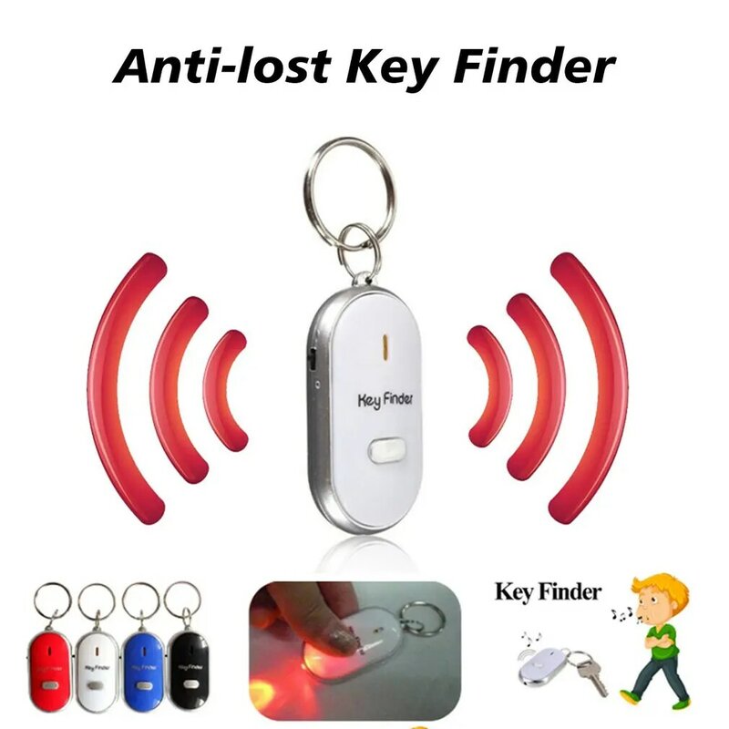 Buscador de llaves inteligente antipérdida con linterna LED silbato buscador de llaves intermitente pitido localizador de teclas rastreador para accesorios de niños