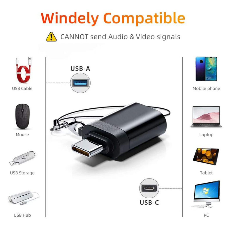 USB 3.0 para Tipo C OTG Adaptador, Carregador Conector, Macho para Tipo-C Adaptador, Conversor para PC, MacBook, Carro, iPad, 2pcs