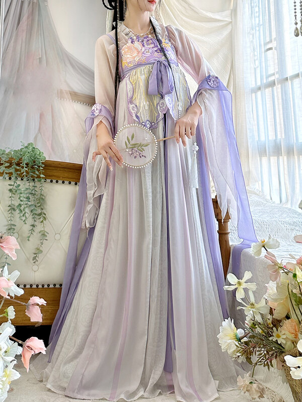 Pakaian Cina Han wanita elemen dada Hanfu sehari-hari musim gugur peri elegan