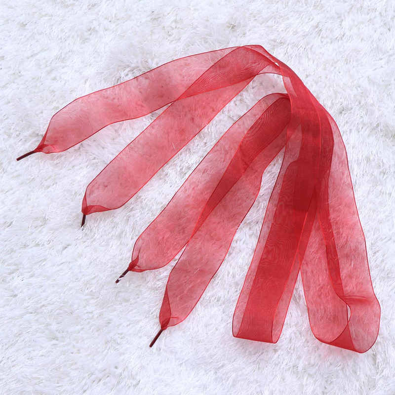 1 Pair 4CM Widening Transparent Shoe Laces For Sneakers Shoestrings for Party Dancing Hiking Hip-hop Decorations( Red)