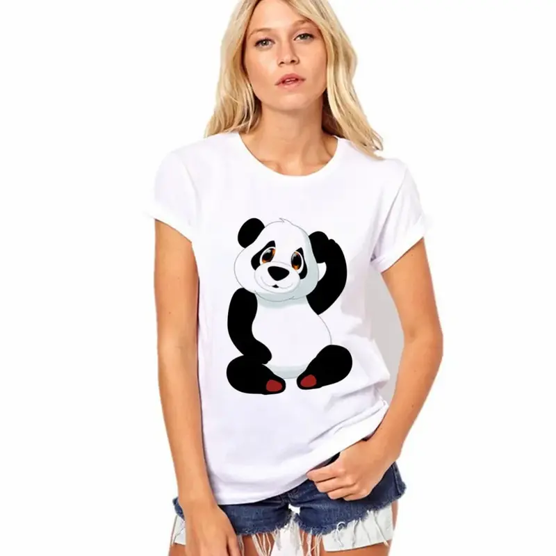 Panda Europese En Amerikaanse Nieuwe Print Korte Mouw T-Shirt Grote Maat Dameskleding Y 2K Esthetische Grafische T-Shirts Kleding