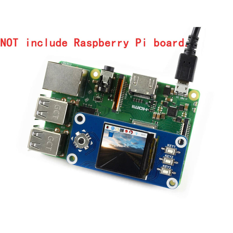 1.3Inch 240X240 Spi Lcd-Scherm Monitor Module Hoed Kit Voor Rpi Raspberry Pi 0 Nul 2 W 2 W Uitbreiding 3b Plus 3 4 Model B