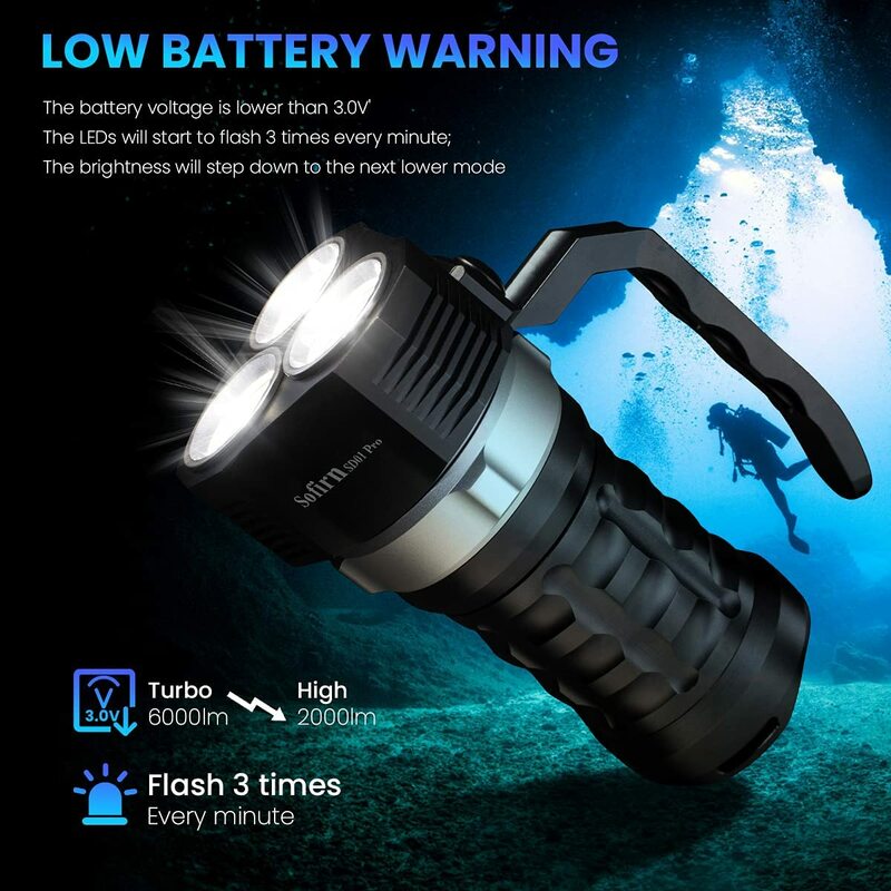 Мощный фонарик Sofirn SD01 Pro для дайвинга, подводный фонарь для дайвинга с магнитным переключателем управления, 10000 люмен, 3 * XHP50.2