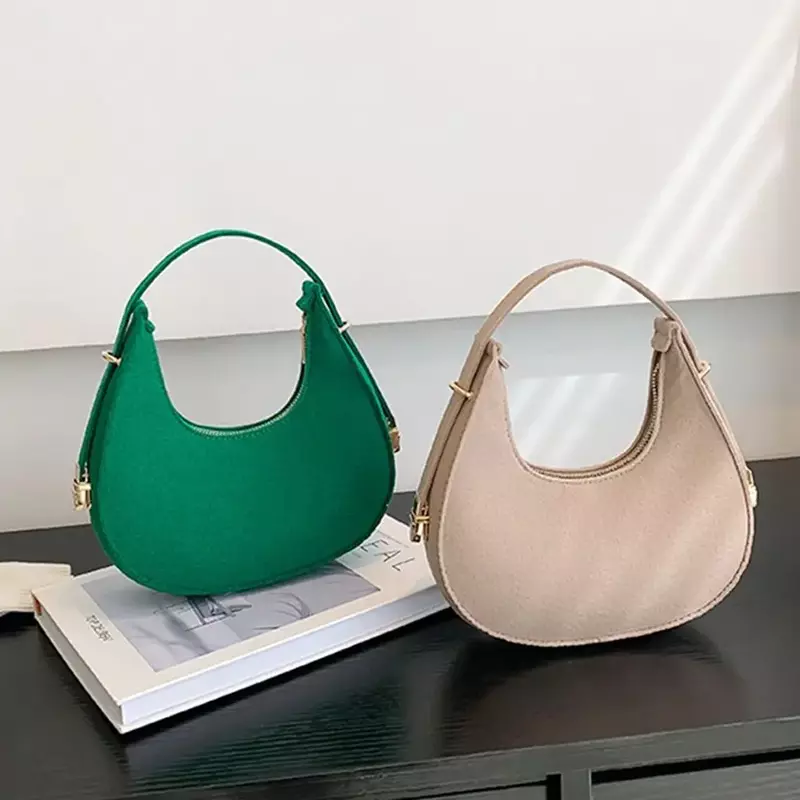BBA006   Women's Fashion Small Clutch Handbags Retro Solid Color PU Leather Shoulder Underarm Hobos Bag