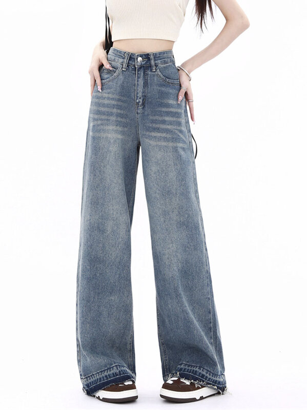 กางเกงยีนส์ขาตรงสำหรับผู้หญิง, กางเกงยีนส์ทรงหลวมเอวสูงกางเกงคุณแม่ทรงหลวมกางเกง Comfort ลำลอง
