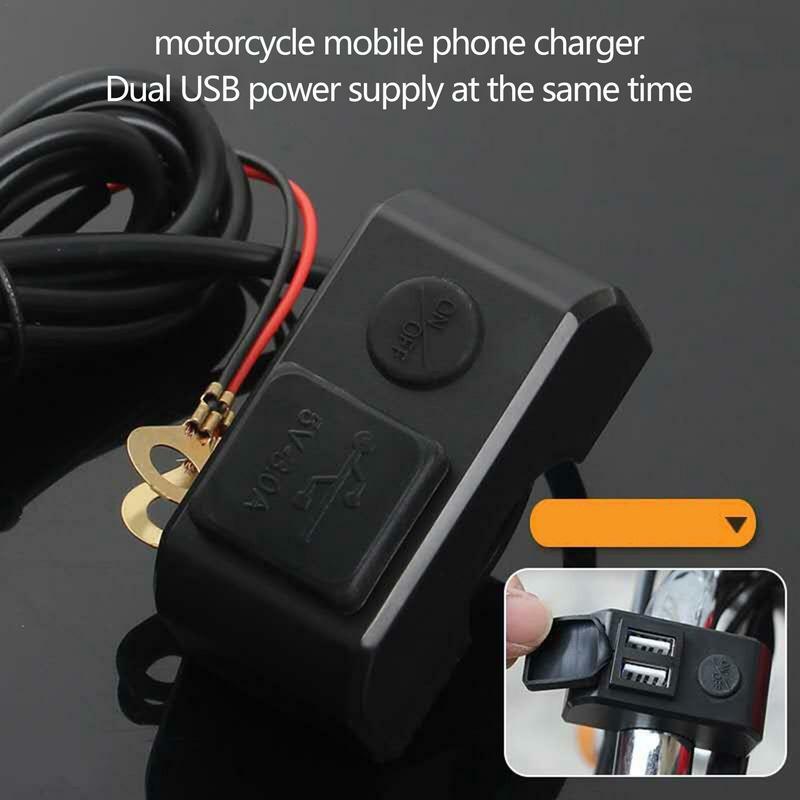 Impermeável Dual Port USB Motorcycle Charger, carregamento rápido, adaptador de desconexão rápida, DC10-24V, 3A, apto para telefone, tablet, GPS