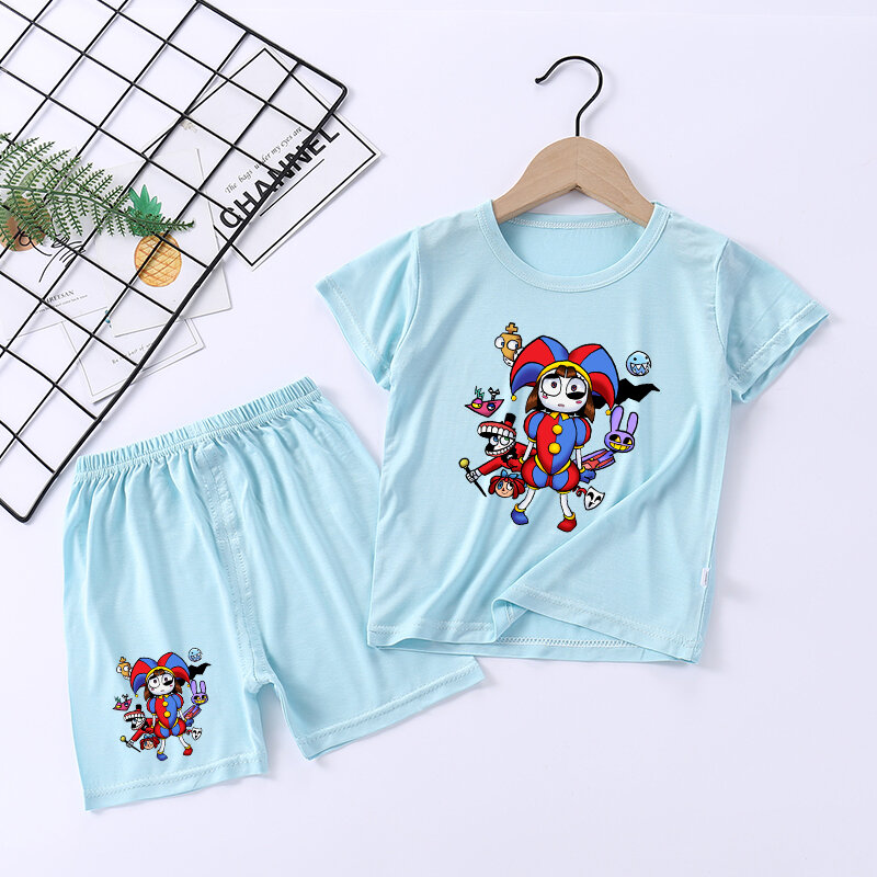 The Amazing Digital Circus pigiama Set Pomn Jax Girl Modal Sleepwear 2pcs top Shorts Suit pigiama Kawaii Cartoon Kids Nightwear