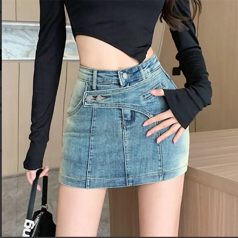 2023 Fashion Simple Commuting Korean Edition Versatile Micro Ra Jeans Show Slim Fit Irregular Design High Waist Pants Old Design