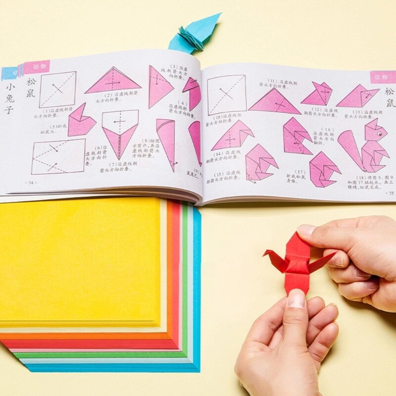 100 arkuszy dwustronny papier origami 10-kolorowy kwadratowy papier origami prezent dla dziecka