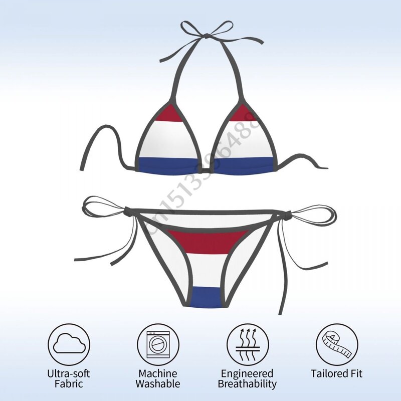 Nederland Vlag 3D Gedrukt Bikini Mujer Badmode Vrouwen Badpak Swimwear Micro Bikini Set Zomer Badmode Badpak