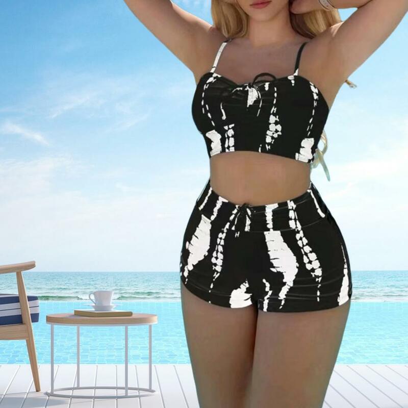 2 teile/satz Frauen Bikinis Set Schnür Spaghetti träger Push-up Badeanzug elastische hohe Taille gepolsterte Dame Badeanzug