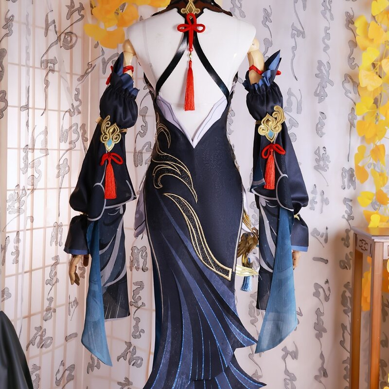 Shenhe-Disfraz de juego Impact para mujer, vestido Cheongsam, elegante y delgado, para fiesta de Halloween