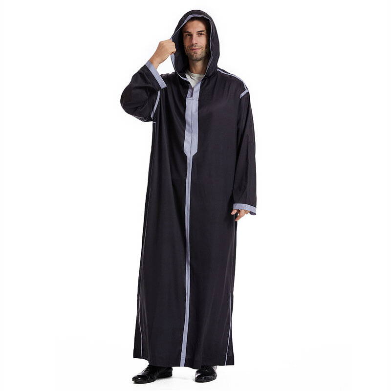 Bata de Dubái con capucha para hombre, ropa islámica musulmana, Abayas árabes, caftán, Abaya, vestido de Thoub de manga larga con bolsillos, Turquía