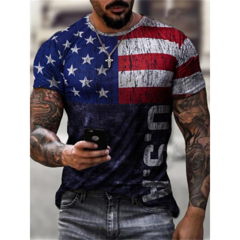 Camiseta deportiva con estampado digital 3D para hombre, camisa de manga corta con cuello redondo, estilo retro, a la moda, gran oferta, 2023