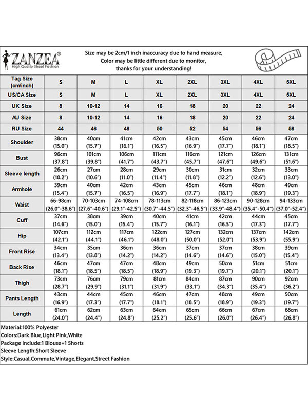 ZANZEA-Combinando Conjuntos Curtos para Mulheres, Blusas de Manga Curta, Solid OL Tops, Streetwear Festa, Shorts de grandes dimensões, 2PCs