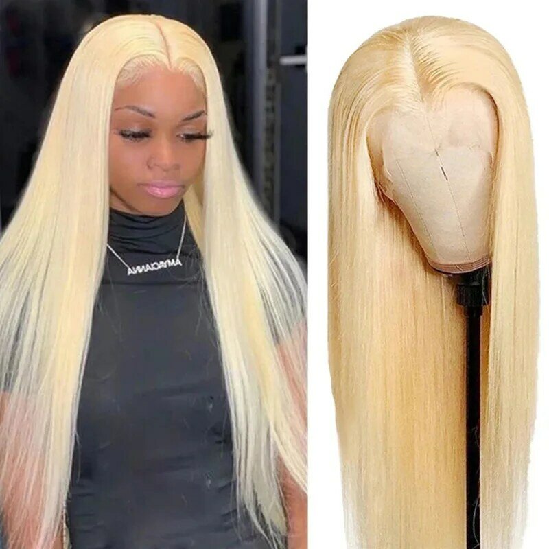 26 Inches Light Blonde Medium Parted Long Straight Hair for Party Chemical Fiber Wig