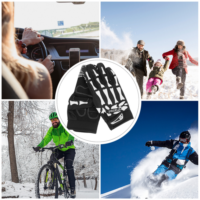 Skull Finger Gloves Cycling Autumn and Winter Paw Unisex Scary Adults Men Women