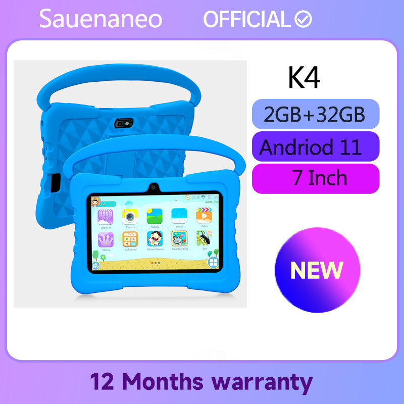 Crianças Google Play Tablet, Android 11, Quad Core, WiFi 6, Presente Educacional Infantil, 4000mAh, K4, 7 ", 2GB, 32GB