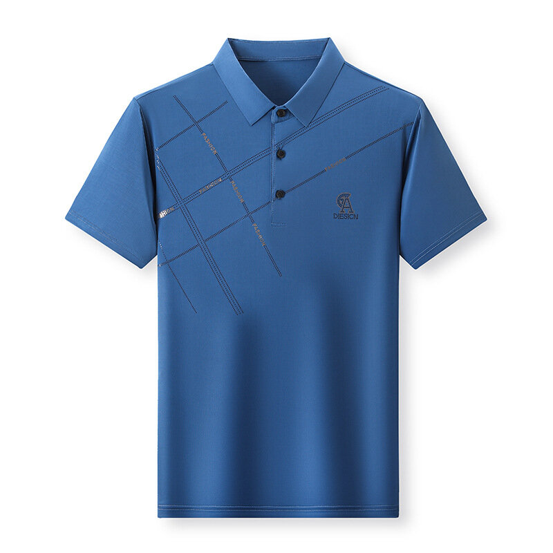 2024 Summer New Men's Polo Shirt Short-sleeved Summer Lapel Ice Silk Half-sleeved Business Casual Loose T-shirt