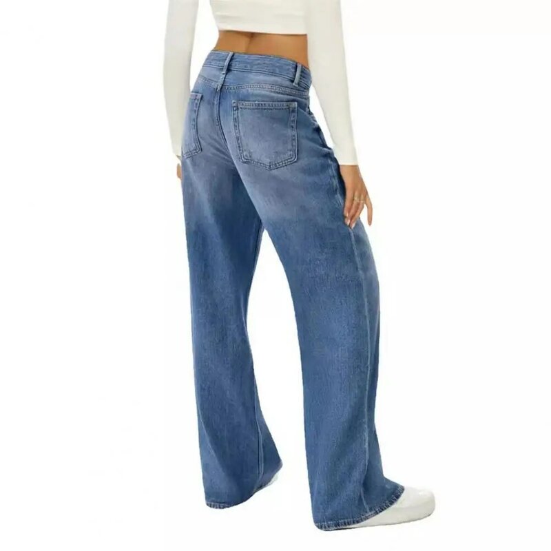 Jeans jeans de cintura alta para mulheres, calça monocromática com botão, elegante, bolsos múltiplos, roupa diária, verão