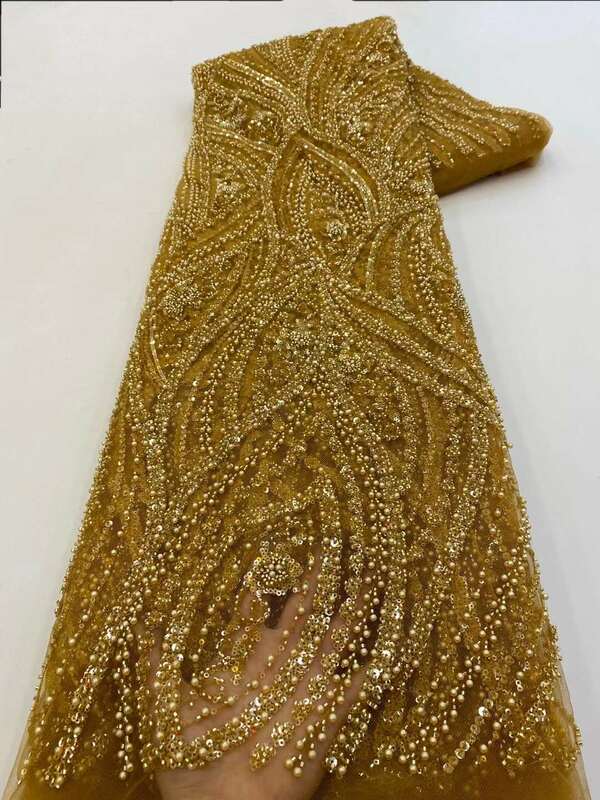 Африканская кружевная ткань 2024 блесток вышивка бисером нигерийский Свадебный костюм жениха Высокое качество Французский Тюль кружевная ткань для свадебного платья