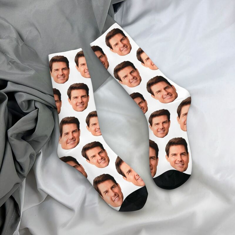 Tom Cruise Face Cutout calcetines Harajuku absorbentes de sudor, medias largas para todas las estaciones, accesorios para Unisex, regalo de cumpleaños